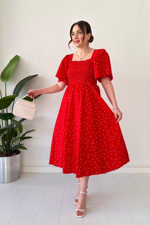 Rouge avec haut Gipel et pois