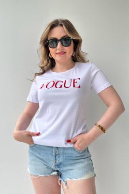 Vogue T-shirt Beyaz - Thumbnail