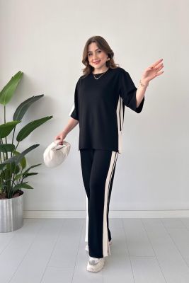 Yırtmaçlı Modal Takım Siyah - Thumbnail