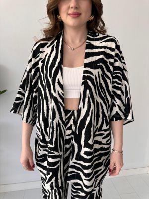 Zebra Gofre İkili Takım Siyah - Thumbnail