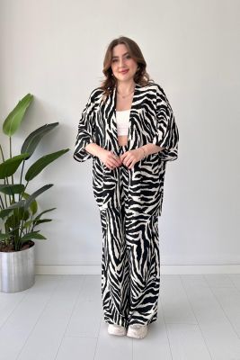 Zebra Gofre İkili Takım Siyah - Thumbnail